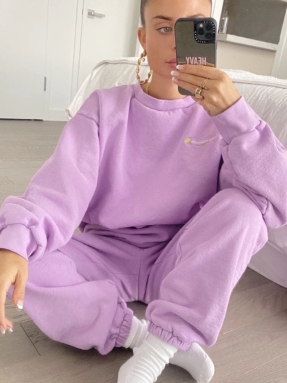 Heavy Manners Lavender Oversized Crewneck Sweatshirt